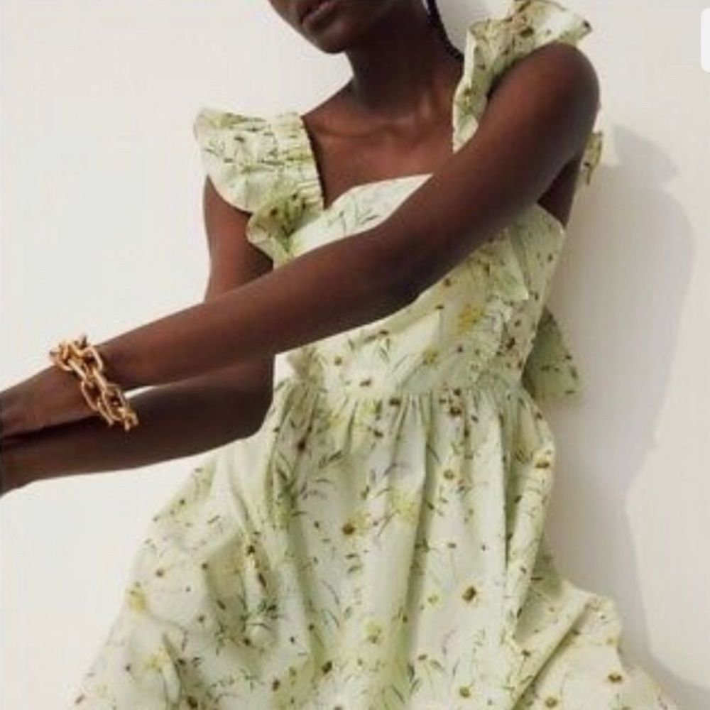 H&M Wildflower Meadow Green Midi dress NWT